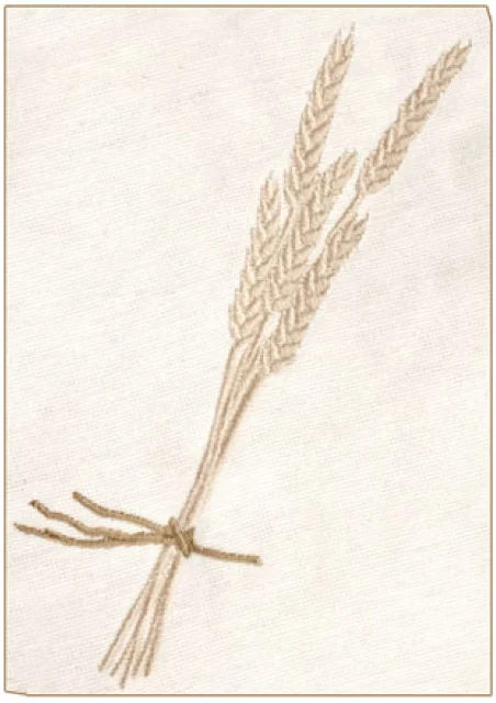 Le Charme · Détail de l’épi brodé
